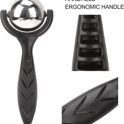 Roller Massage Ball, Stainless Steel Roller Reduce Puffiness Cellulite Roller Handheld Back Roller Cold Warm Compression Temperature Keeper Muscle Relief for Body Neck Shoulder Leg Calf(Black)