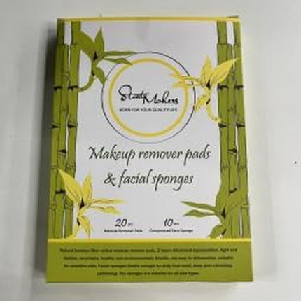 Reusable Makeup Remover Pads,  20Pcs Reusable Cotton Pads with 10 Facial Sponges Cleansing, Natural Bamboo Cotton Rounds 2-Layers Washable Face Cotton Pads with Laundry Bag