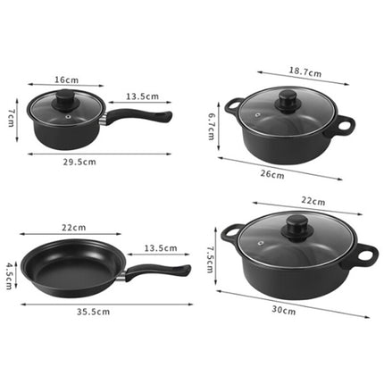 13Pcs Non Stick Cookware Set Pan Pot Saucepans Frying Pan Cookware Set Glass Lid