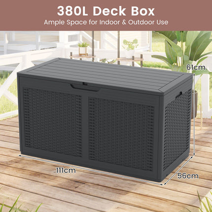 380L Resin Deck Box with Lockable Lid and Wheels
