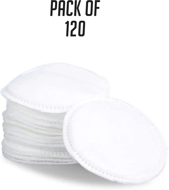 Cotton Pads Makeup Remover Face Cleansing Pad Cleanser for Facial Eye Nail Lash Hypoallergenic Organic Disposable Natural Simple Soft round Absorbent Gentle Skin Care Beauty Products (Pack of 120)