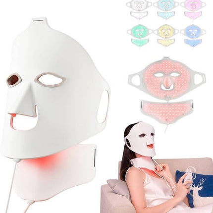 LED Face Light Therapy Mask with Remote Control, Red Light Therapy Mask for Face & Neck. Soft Silicone Beauty Device for Rejuvenation Skin Tightening Anti-Aging