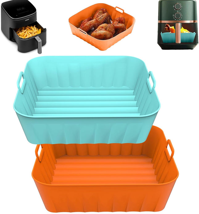 2 Pack Silicone Air Fryer Liners, 8.3 Inch Reusable Air Fryer Accessories, Squar