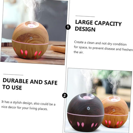 Mini Usb Humidifier Hollow Out Wooden Diffuser Mist Humidifier Quiet Aromatherapy Function for Office and Home Use