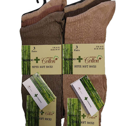 Mens Bamboo and Natural Cotton Super Soft Ribbed Breathable Socks 6-11