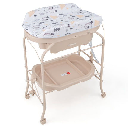 2-In-1 Baby Change Table with Bathtub and Folding Changing Station