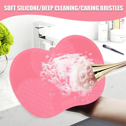 Silicone Makeup Brush Swab, Pink Cosmetic Brushes Cleaning Mat, Makeup Brush Cleaning Tool, Silicone Brush Cleaner with Suction Cup