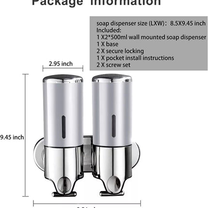 Chrome Hand Wash Liquid Shampo Soap Pump Dispenser Wall Mounted Bathroom Kitchen