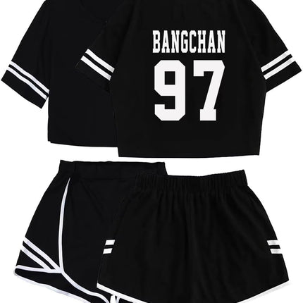 Kpop Stray Kids Shirt + Shorts Set Merch Hyunjin Felix Leeknow Bangchan Changbin Seungmin Shorts T-Shirt Tee