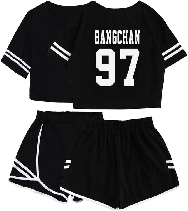 Kpop Stray Kids Shirt + Shorts Set Merch Hyunjin Felix Leeknow Bangchan Changbin Seungmin Shorts T-Shirt Tee