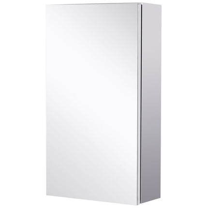 HOMCOM Wall Mounted Bathroom Mirror Glass Storage Cabinet Stainless Steel