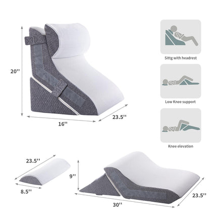 Bed Wedge Pillow Support Cushion 20-In-1 Back Support Pillow Memory Foam