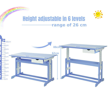 Children'S Height Adjustable Tilting Drawing Table with Storage