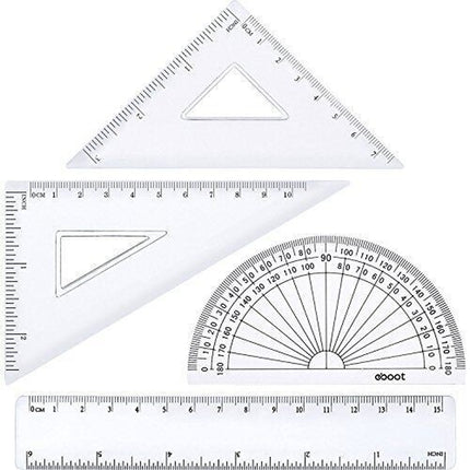 Maths Geometry Set X 4 School Office Measurement Protractor Set Square Ruler