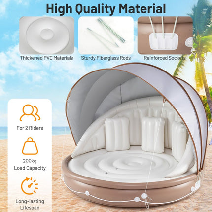 Inflatable Pool Float with Detachable Sunshade Canopy