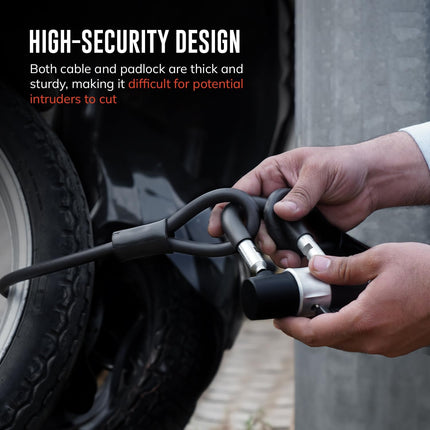 Heavy Duty Padlock with 1.5M Cable Lock - Weatherproof & Rustproof Motorcycle Lock - Ideal for Motorbike, Scooter, Shed, Gate & Garden Fence