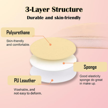 Powder Puff Round, 9 Pieces Makeup Puffs Powder Pads Air Cushion Sponge Foundation with Strap, Washable Powder Puffs with Large Face for Loose Powder, Cosmetic Soft Sponge Powder Puffs