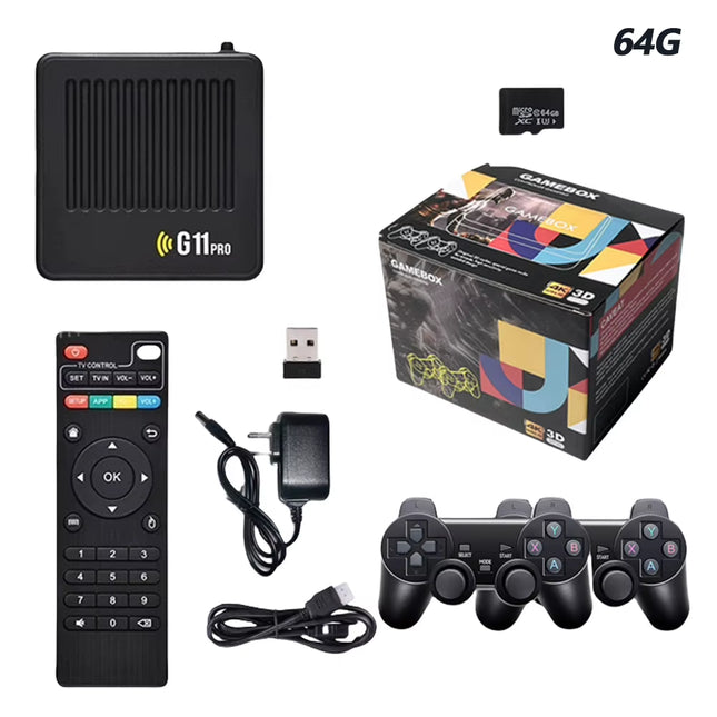 G11 Pro Retro Game Box Built in 10000+ Retro Games Plug and Play 4K Hdmi-Compatible Output with 2.4G Wireless Dual Controllers