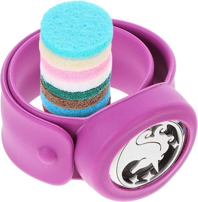 Aromatherapy Diffuser Bracelets Essential Oil Slap Bracelet with 30Pcs Pad Fillable Scent Sport Wristband for Kids Girls Women Purple