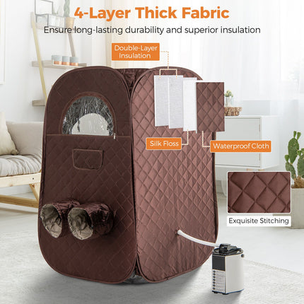 Portable Steam Sauna Tent with 1000W 3L Steam Generator and Chair