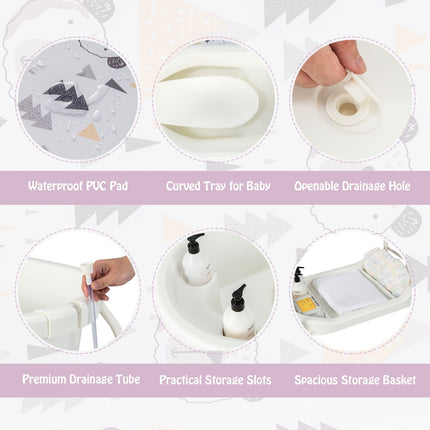 2-In-1 Baby Change Table with Bathtub and Folding Changing Station