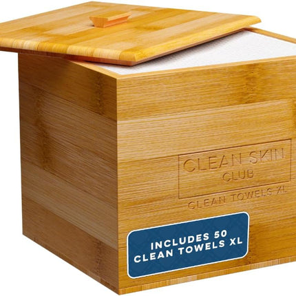 Luxe Bamboo Box & Towels XL, Face Towel, Disposable Makeup Remover Dry Wipes, Facial Wash (Cover)