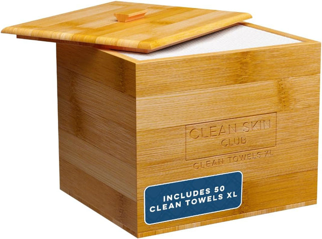 Luxe Bamboo Box & Towels XL, Face Towel, Disposable Makeup Remover Dry Wipes, Facial Wash (Cover)