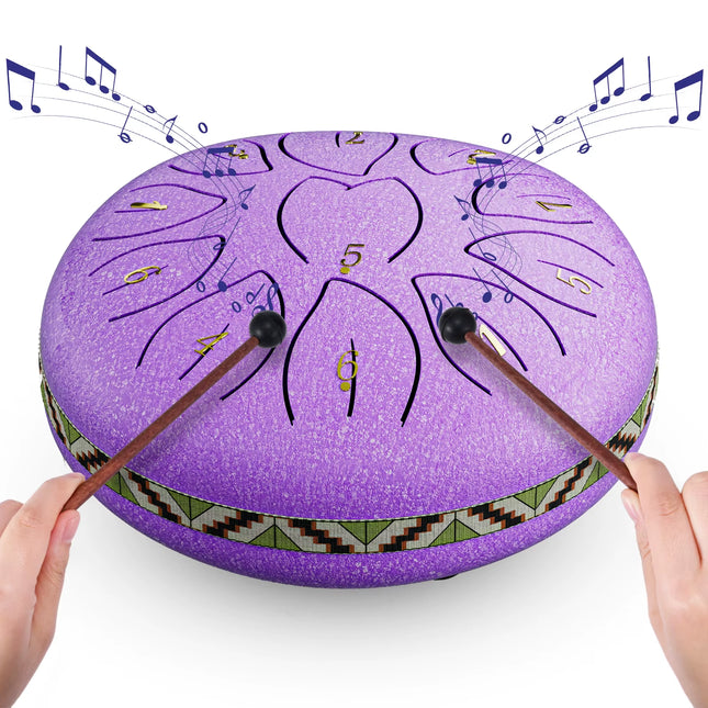 Steel Tongue Drum Portable Rain Hand Pan Drum Percussion Musical Instruments 6 Inch 11 Notes for Yoga Meditation Musical Toy