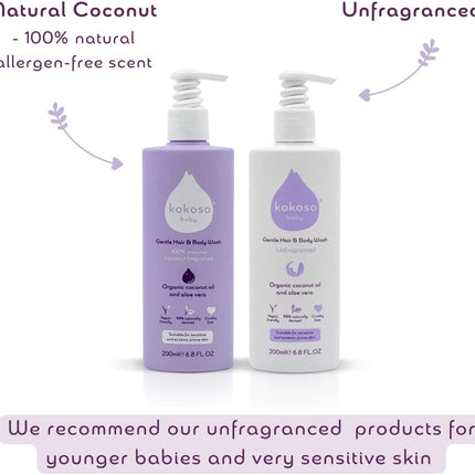 Kokoso - Baby Hair & Body Wash, 100% Natural Coconut Oil Fragrance - Organic Coc