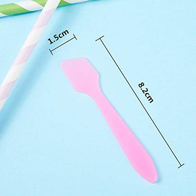 50Pcs Mini Disposable Makeup Spatulas for Face Mask Facial Cream, 50 Pack Plastic Tip Mini Cosmetic Spoon Tool for Skincare Mixing, Sampling, Waxing DIY Facial Mask Stick, Clear Pink Purple