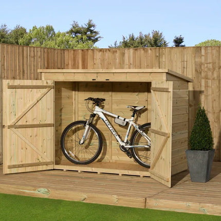 7 Ft. W X 3 Ft. D Tongue and Groove Pent Wooden Bike Shed