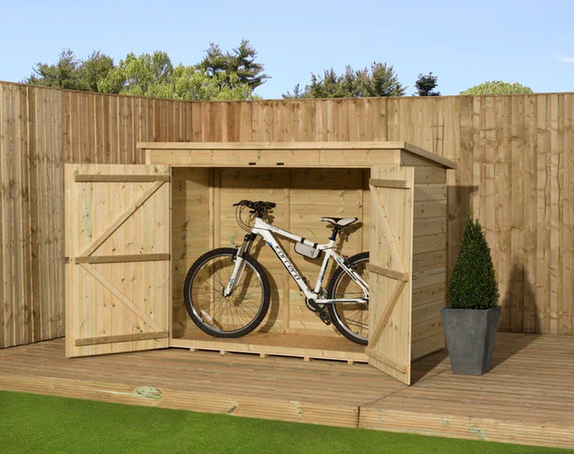 7 Ft. W X 3 Ft. D Tongue and Groove Pent Wooden Bike Shed