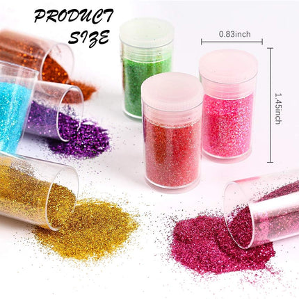 Extra Fine Glitter, Set of 36 Colors Nail Arts Cosmetic, Resin Crafts Loose Glit