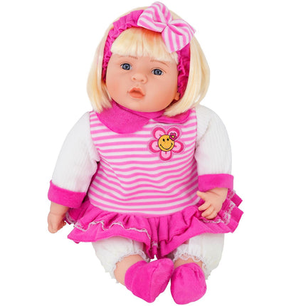 Chubby Baby Doll Girl 24" Lifelike Soft Body with Sounds & Hair Bibi Doll Toy