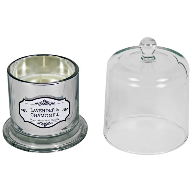 Lavender & Chamomile Scented Jar Candle with Glass Holder