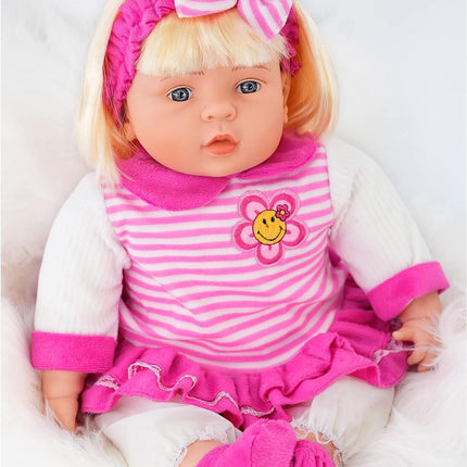 Chubby Baby Doll Girl 24" Lifelike Soft Body with Sounds & Hair Bibi Doll Toy
