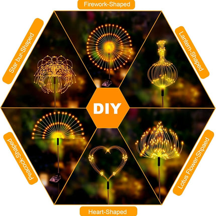 2/4PCS Solar Lights Outdoor Garden LED Solar Powered Firework Light Lamp DIY