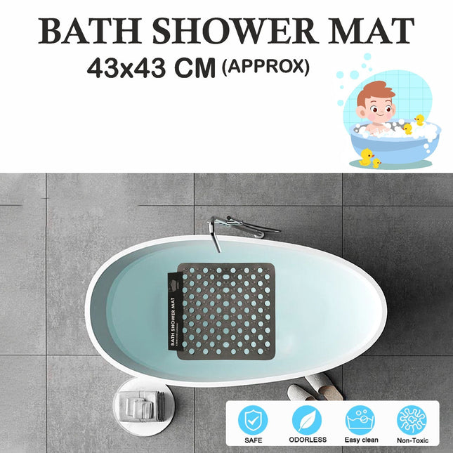 Anti Mould Shower Mat 43X43Cm Strong Suction Non-Slip Safety Bath Mat Square