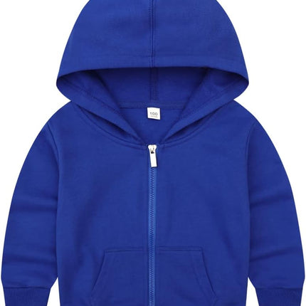 Kid Toddler Boy Girl Solid Multi-Color Basic Cotton Hoodie Hooded Zip up Sweatshirts Pullover Jacket