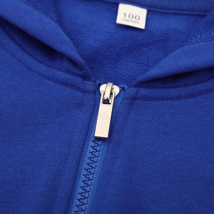Kid Toddler Boy Girl Solid Multi-Color Basic Cotton Hoodie Hooded Zip up Sweatshirts Pullover Jacket