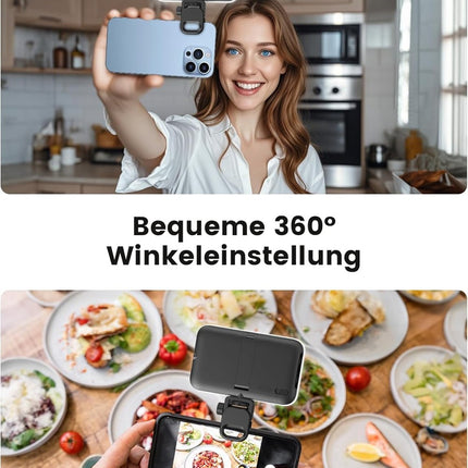 LED Fill Light with Hidden Bracket USB Rechargeable for Streaming and Vlogging