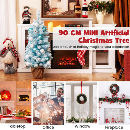 90 CM Artificial Mini Christmas Tree with 12 Natural Cotton Balls