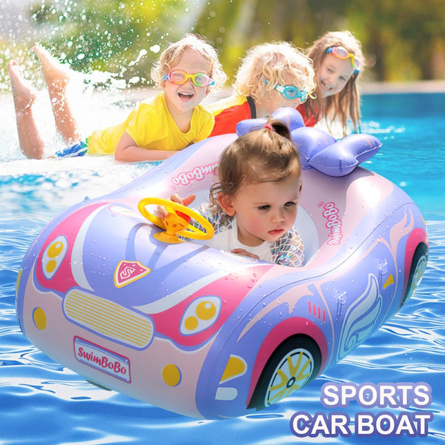 Kid Inflatable Swimming Car Boat Seat Sunshade Baby Swim Float Ring Pool Summer