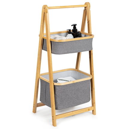 Bamboo Laundry Basket with Fabric Storage Bins