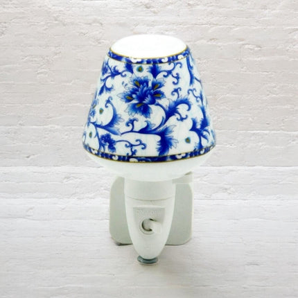 Night Light Blue Floral Ceramic Modern LED - Decorative Light for Home, Office