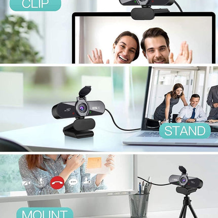 Webcam, 1080P Pro HD Webcam with Stereo Microphone, 110° Wide Angle, Privacy Cov