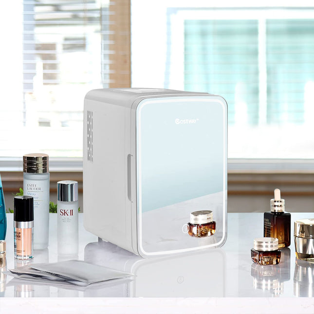 10 L Portable AC/DC Beauty Fridge with LED Mirror