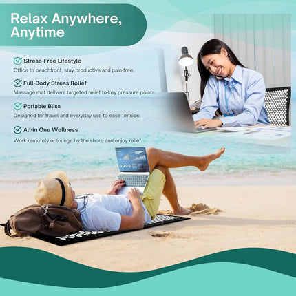 Acupressure Mat with Pillow Acupuncture Pin Massage Set Neck Pain Relief