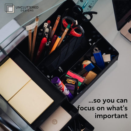 Large Black Cosmetic Organiser - Organiser Box with Drawers for Aftershave, Deodorant, Beard, Shaving Lotion, Perfume & Skincare - Perfect for Mens Bathroom & Bedroom Storage -