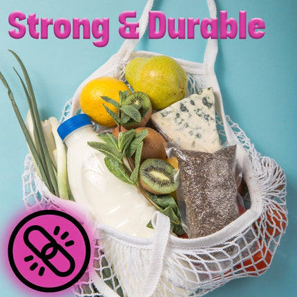 Grocery Mesh Bags 3 Pack Portable Reusable Washable, Organic Cotton String Shopp
